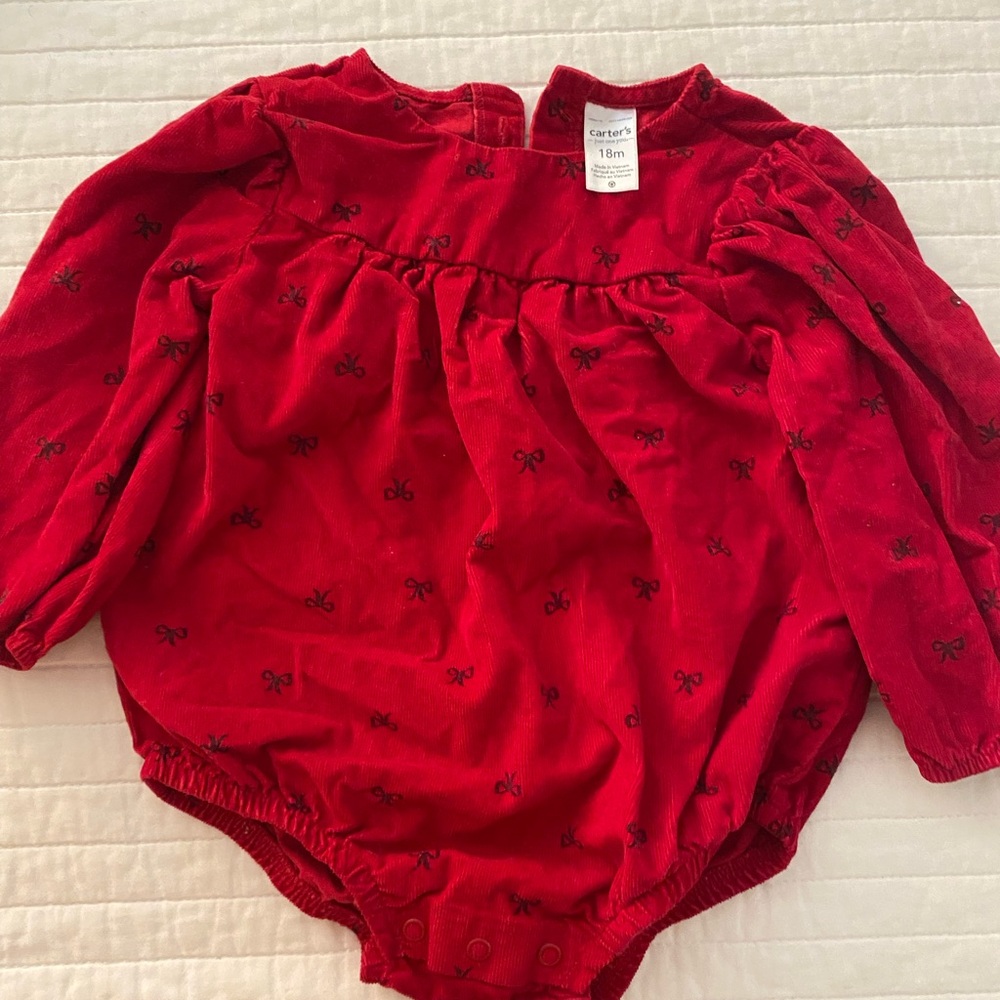 Carter's Red Romper with Bow Design